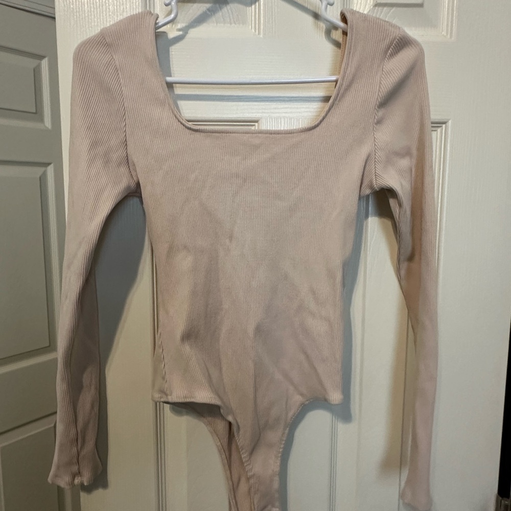 Altar'd State Cream Long Sleeve Bodysuit